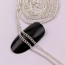 0,8~ 1 метр Ширина 2 мм длина 3D японская серебряная металлическая цепочка для ногтей DIY Полые цепочки для ногтей в стиле панк украшения для ногтей