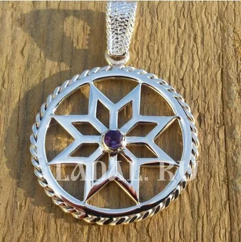 Kinitial Free shipping 10pcs  Slavic Warding Alatir with Stone Charm Pendant for Necklace Bracelet & Bangles Making Accessories