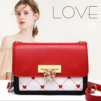 

GUERNO Women's bag 2019 Medal Embroidered Contrast Cube Ice Cream Color Joker Satchel al083