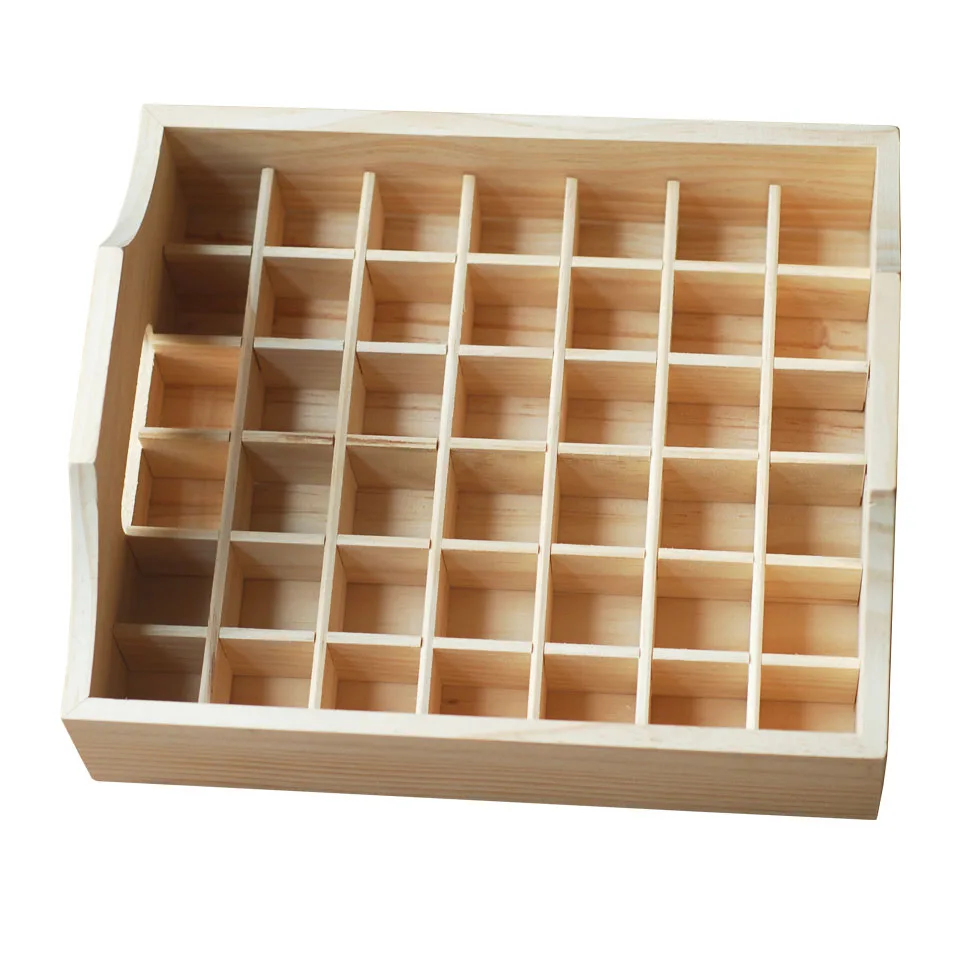 

New design Stackable Essential Oil Wooden Tray 42 holes 5ml - 20ml bottles handmade Multifunction partition Natural pine wood