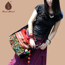 Наси. Хани Богемия Двусторонняя Вышивка женские сумки модные этнические бисером Повседневное холст плеча сумки