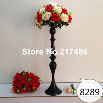 

black table top centerpiece wedding decoration lighted flower stand tall