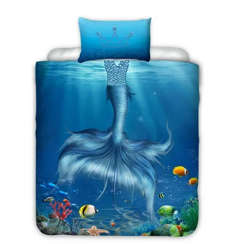 

Mermaid Girls Single Double Bedding Set Duvet Cover Twin Size Pillowcase