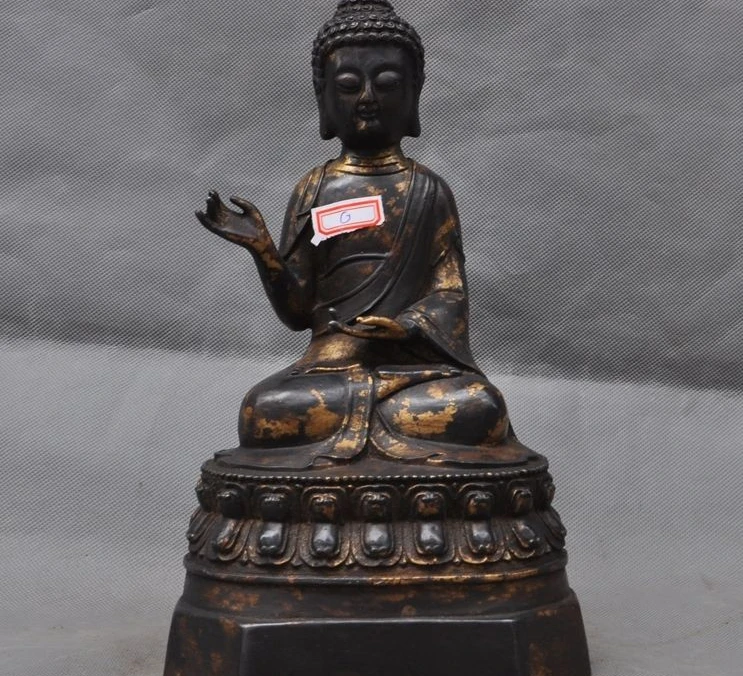 

old tibet buddhism bronze gilt Amitabha Sakyamuni Shakyamuni Rulai Buddha Statue