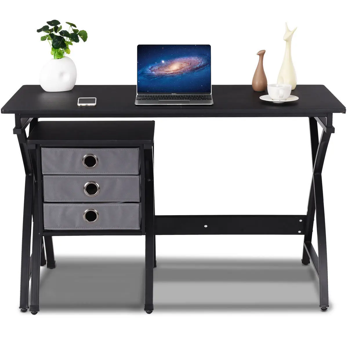 

Giantex Computer Desk PC Laptop Table Modern Writing Study Workstation Home Office Furniture with 3 Drawers HW57070