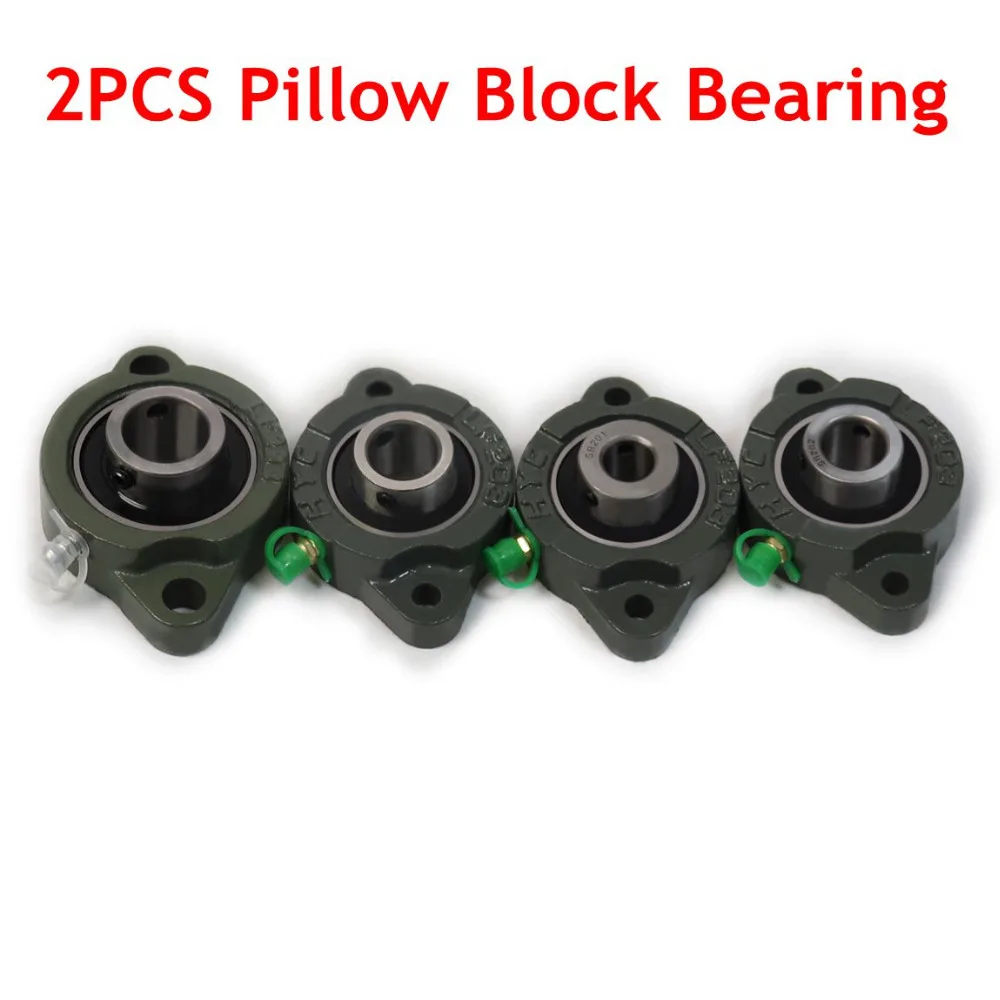 

New 2Pcs Inner diameter 12/15/17/20 mm Ball Bearing with Pillow Block Mounted Support Cast Iron Housing Bearing Steel Bearings
