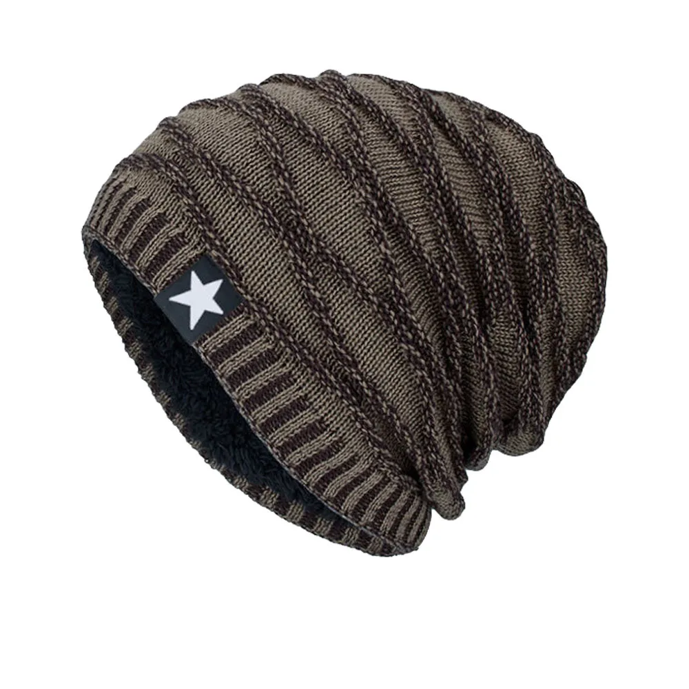 

Unisex Knit Cap Hedging Head Hat Beanie Cap Warm Outdoor Fashion Hat 067 Men and women plus five-pointed star velvet autumn