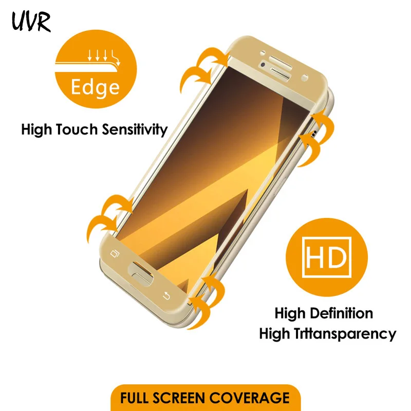 

UVR 3D Curved Edge Full Cover Tempered Glass For Samsung Galaxy A3 A5 A7 A320 A520 A720 2017 Screen Protector Protective Film