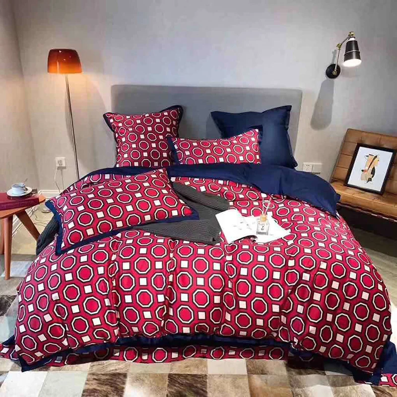 

Luxury Egyptian Cotton Geometric Bedding Set Queen King Size Bed Set Duvet Cover Bed Sheet Set Parrure De Lit/ropa de cama