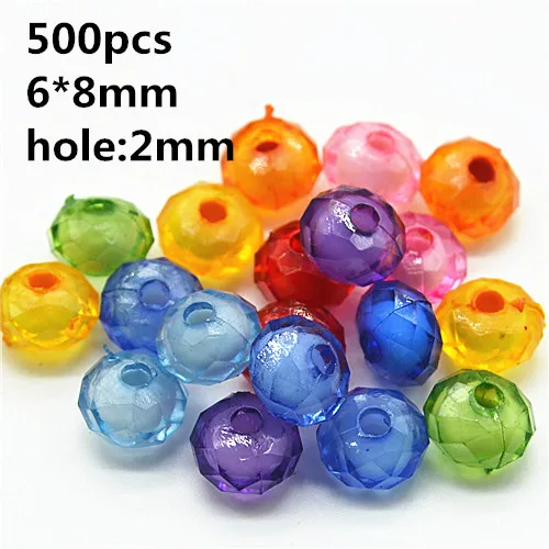 6*8mm Plastic crystal style beads fashion DIY beads multicolor jewelry