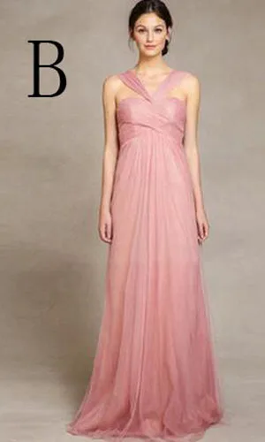 Pink Color Beach Style Long Bridesmaid Dress