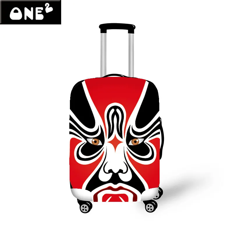 Fashionable 3D Peking Opera Mask Design Printing Cover Apply to 22 26 Inch Suitcase Elastic Travel