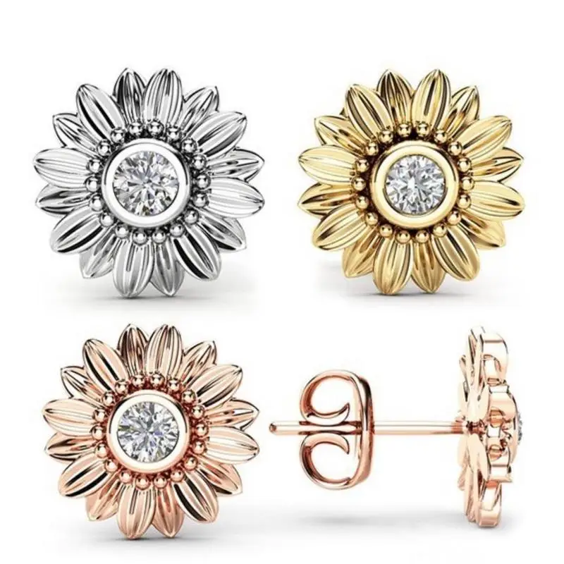 Everoyal Новое поступление леди золото серьги в форме подсолнечника для обувь девочек Jewelry одежда высшего качества Серебро 925 серьги аксессуары Мода