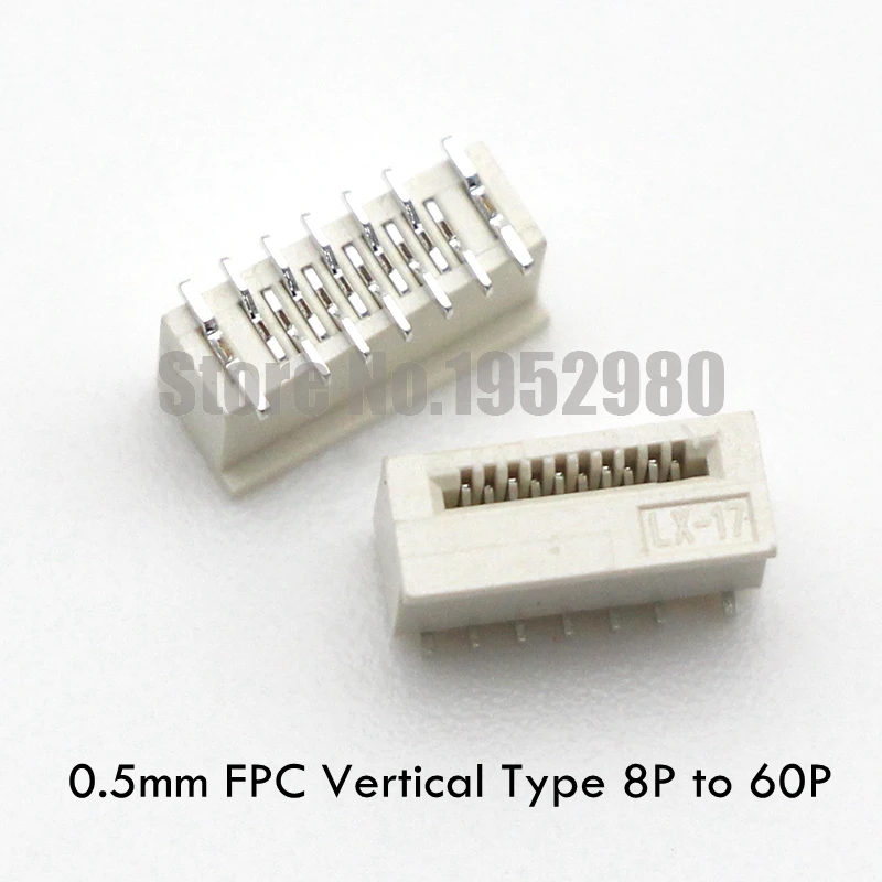 50 шт. 0 5 мм разъем FFC/FPC SMD вертикальный тип без замка 8 9 10 12 14 16 18 20 22 24 26 28 30 32 34 36 40 45 60