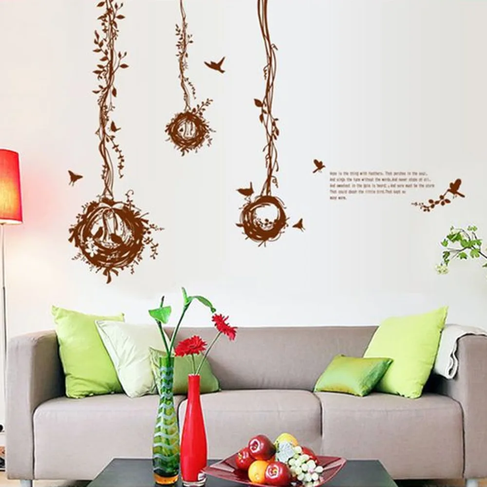 Birds Nests Wall Decal Paper Home Sticker Art Picture Murals kids