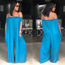 Women Plus Size Off Shoulder Jumpsuit Strapless Casual Romper Solid Sexy Wide Leg Pants Loose Jumpsuit Overalls Women Plus Size Off Shoulder Jumpsuit Strapless Casual Romper Solid Sexy Wide Leg Pants Loose Jumpsuit Overalls