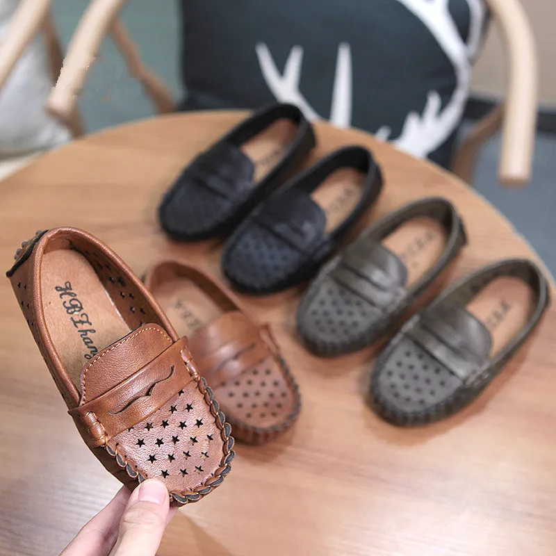 

Spring Summer Kids PU Leather Casual Shoes Boys Girls Loafers Fashion Boys Slip-on Soft Breathable Shoes Moccasins Shoes
