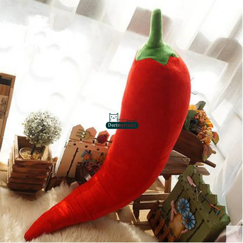 

Dorimytrader Novelty Toy 70cm Big Soft Plush Red Beauty Chili Doll 28'' Giant Stuffed Hot Pepper Pillow Nice Gift DY60594