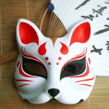 

Japanese Wind Fox Mask Paper Hand-painted Cat Natsume's Book of Friends Pulp Fox Half Face cosplay Halloween Party Supplies