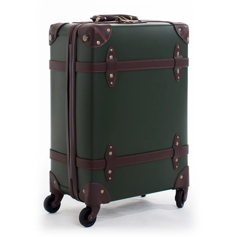 Letrend Vintage Suitcase Wheels Leather font b Rolling b font font b Luggage b font Spinner