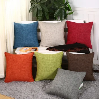 

1Pcs Simple Solid 45*45cm Linen Cotton Throw Pillow Cushion Cover Home Decoration Sofa Bed Decor Cheaper Decorative Pillowcase