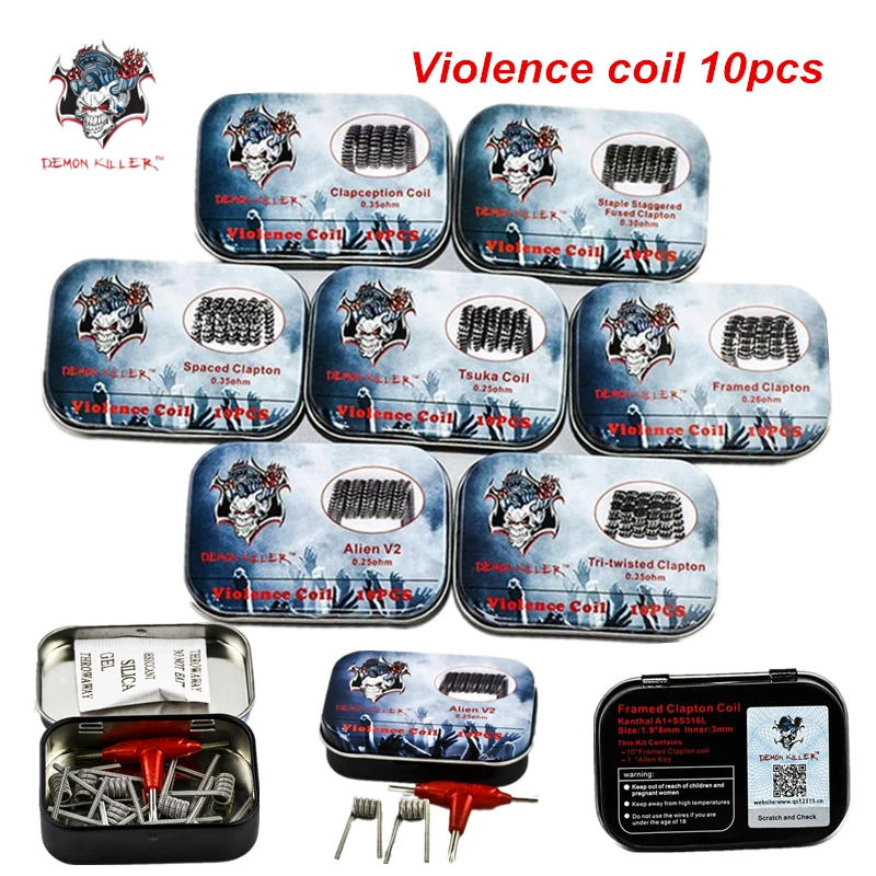 

Prebuilt Violence Coil Demon Killer DIY Staple Staggered Fused Clapton Alien V2 Tsuka Coil Clapception Coil fit Atomizer