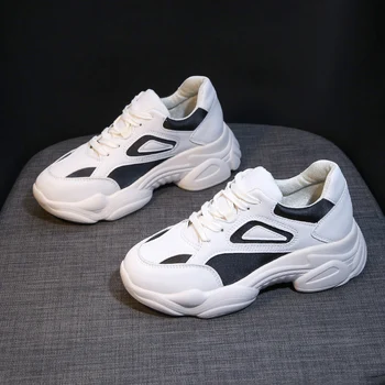 

Women Chunky Sneakers Fashion Women Platform Shoes Lace Up Pink Vulcanize Shoes Womens Trainers Casual Shoes Zapatos Mujer K1-52