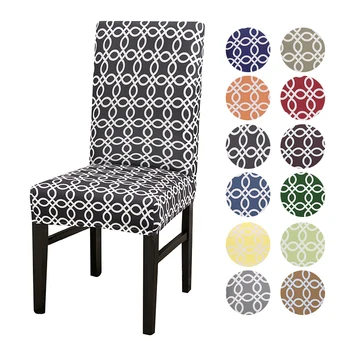 

Geometric Spandex Chair Cover Dining Room Printed Stretch Anti-dirty Elastic Seat Cover for Wedding Party Home Kitchen Furniture