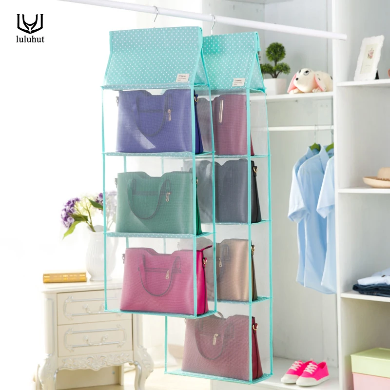 luluhut 3 to 4 pockets big size bag hanging storage closet organizer tote bag storage organizer ...