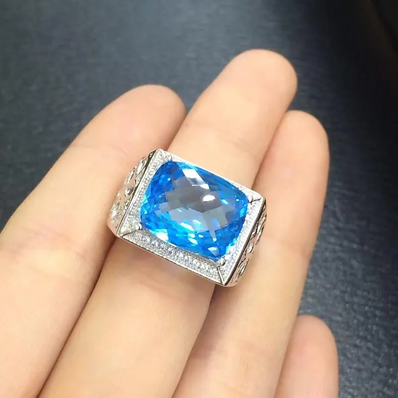 Anillos Qi Xuan_Blue Stone модное ювелирное изделие Rings_Finger Rings_S925 солидное серебряное синее