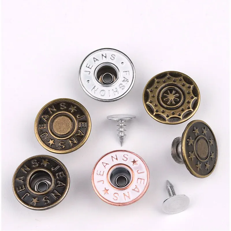 20PCS Snap Fastener Metal Pants Buttons for Clothing Jeans Adjust Button  Self Increase Reduce Waist 17mm Sewing Buttons