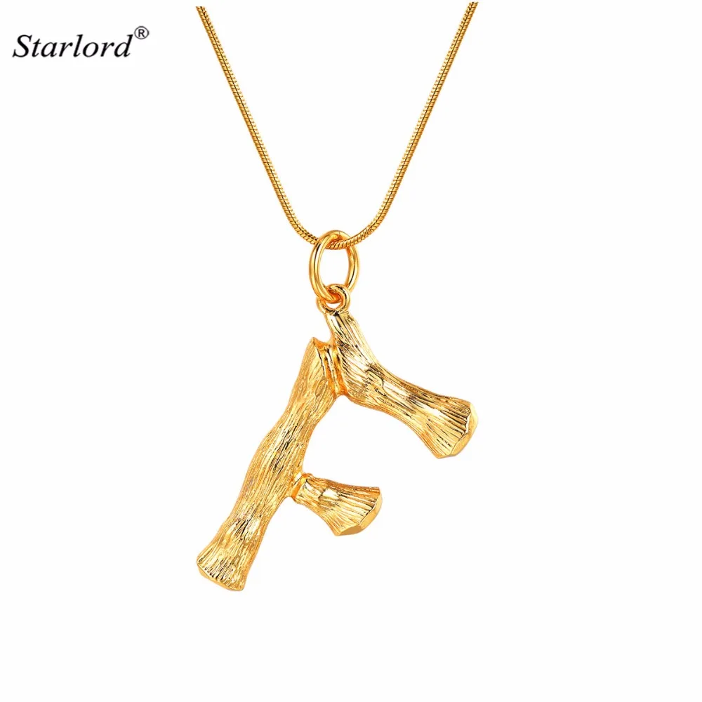 

Bamboo Initial F Letter Necklace Snake Chain Gold Alphabet Jewelry Chunky Big Statement Letter Charm Personalized Gift P9079