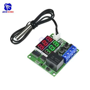 

W1219 DC 5V/12V Thermostat Dual LED Digital Temperature Meter Relay Switch Control with Waterproof NTC Sensor Probe Thermometer