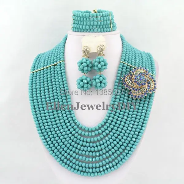 

Lake blue African Wedding Crystal Set Wedding Beads Crystal Jewelry Set African Jewelry Set Nigerian Jewelry Set W5735