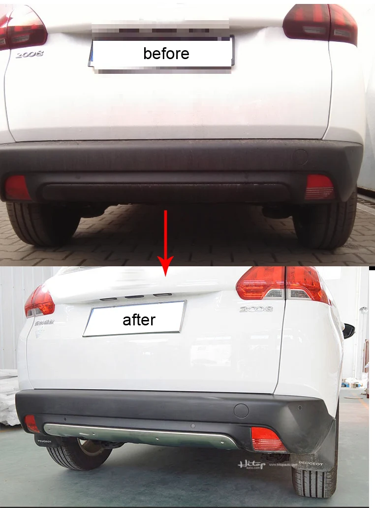 Защитная накладка на передний и задний бампер для Peugeot 2008 2014 2019 нержавеющая сталь