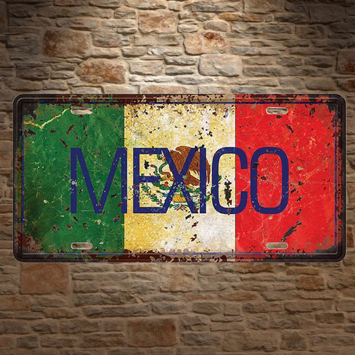 Plaque Murale Personnalisée Welcome Home – Drapeau Mexicain – Alu Bouclier