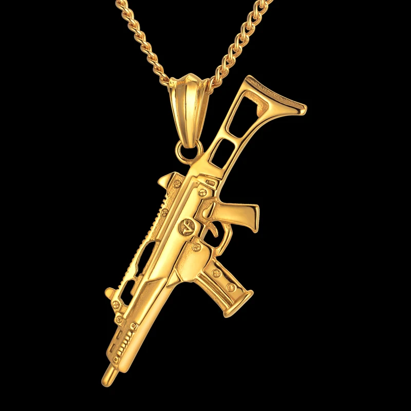 Hip Hop Rifle Gun Necklace Pendant 