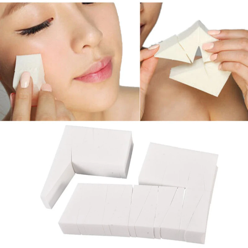 20 шт./пакет двухсторонняя кожа маленькая трапециевидная натуральная губка пуф Макияж инструмент студия специальная затяжка