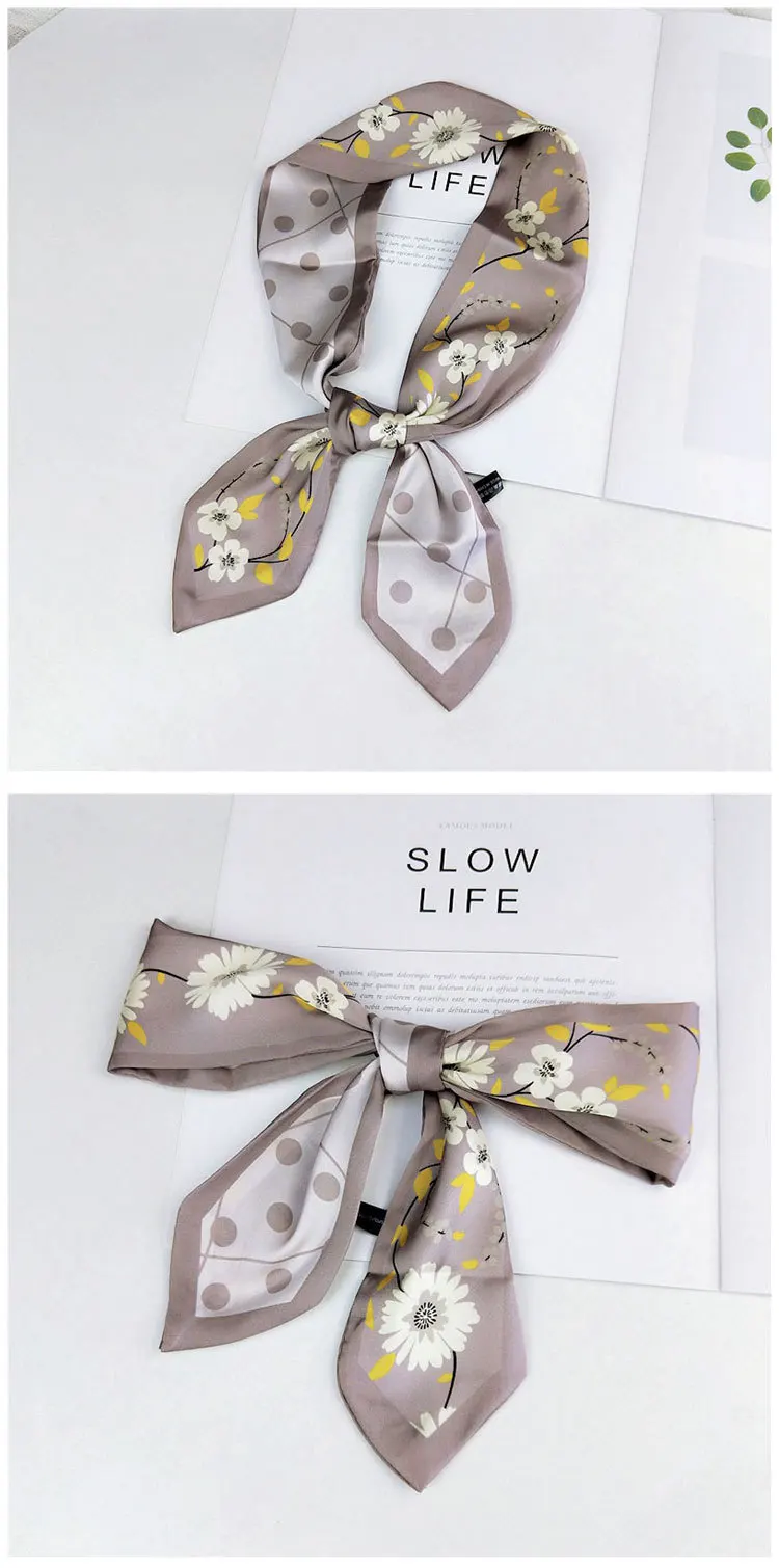 7x92 см в длину тощие волосы шейный галстук воротник толстый длинный шарф с цветочным принтом шелковый атлас головка сумки ленты шарфы для Для женщин