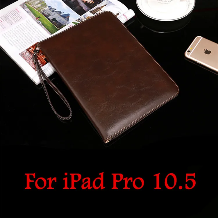 Для iPad Pro 10,5 чехол Роскошный из искусственной кожи тонкий смарт-Планшет Флип Чехол подставка для Apple iPad Pro 10. 5 дюймов Capa Para+ ручка - Цвет: Dark Brown