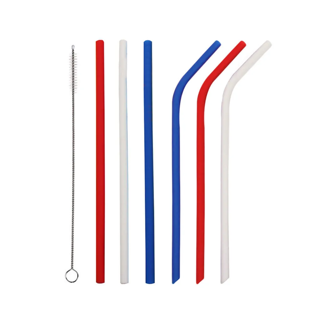 

7pcs Reusable silicone Straw Flexible Drinking Straws Bar Kitchen Accessories Drop shipping