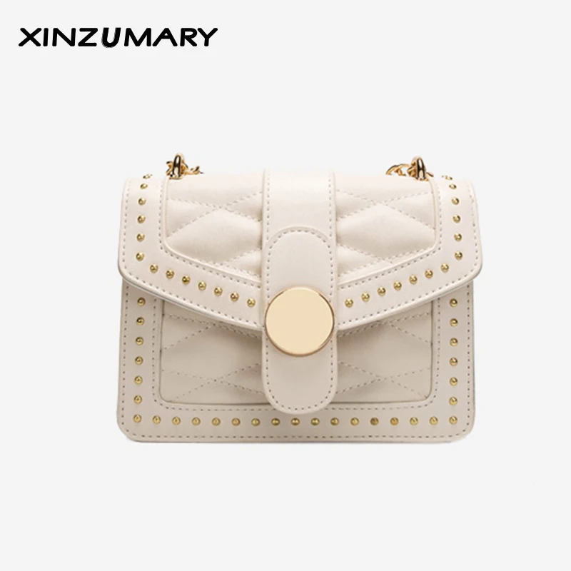 

Luxury small shoulder bag for women designer simple messenger bag ladies PU leather handbag purse withfemale crossbody bag rivet
