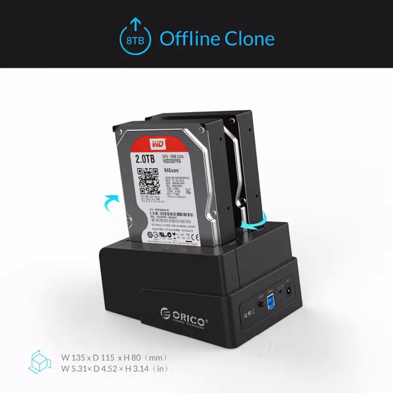 Orico 6628Us3-C 3,5 дюймов двойной отсек Usb 3,0 для Sata Hdd Ssd чехол док-станция жесткий диск инструмент Бесплатный Дубликатор 16 ТБ с Offli