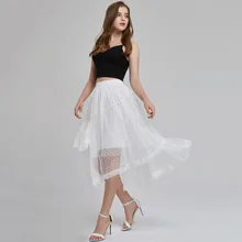 New fashion Fairy mesh long skirt women black elastic waist tiered irregular skirts women elegant tulle pleated party jupe New fashion Fairy mesh long skirt women black elastic waist tiered irregular skirts women elegant tulle pleated party jupe