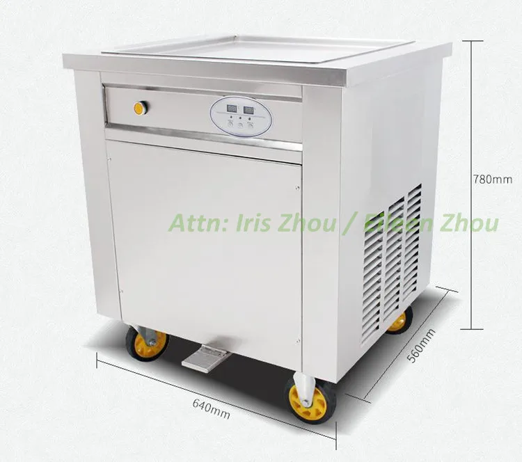 110 В/60 Гц 60*60 см размер лотка Одиночная плоская подставка Жареная Машина для мороженого с системой контроля температуры