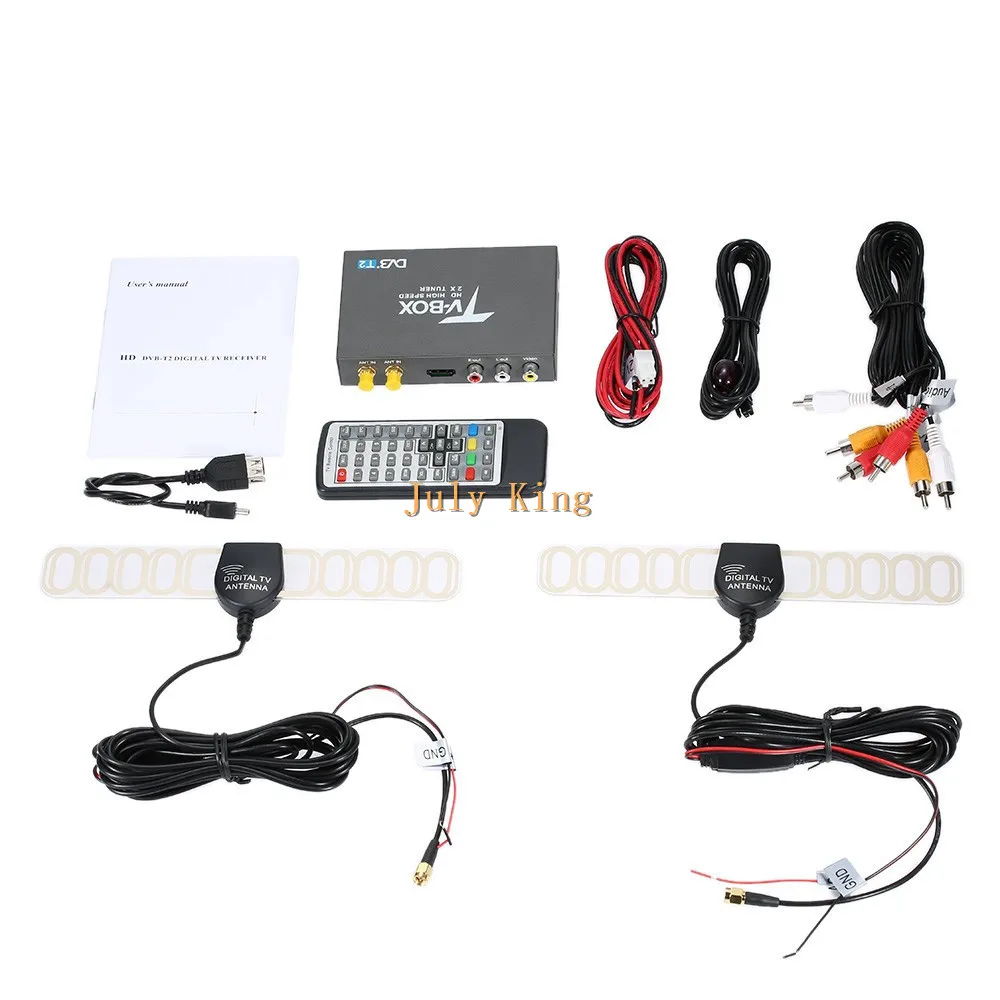 Dual Antenna DVB-T2 Car Digital HD TV Receiver, DVB-T2 Receiver HDMI TV Tuner Support 160KM/H MPEG-1 / -2 / -4, H.264 Decoder