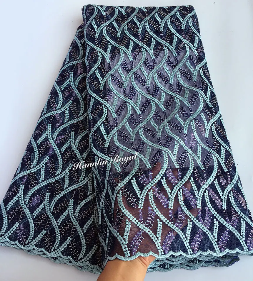 5 ярдов Фиолетовый Большой блестки вышивка французское Африканское кружево Тюль ткань блестящая швейцарское кружево нигерийская Праздничная ткань хороший выбор