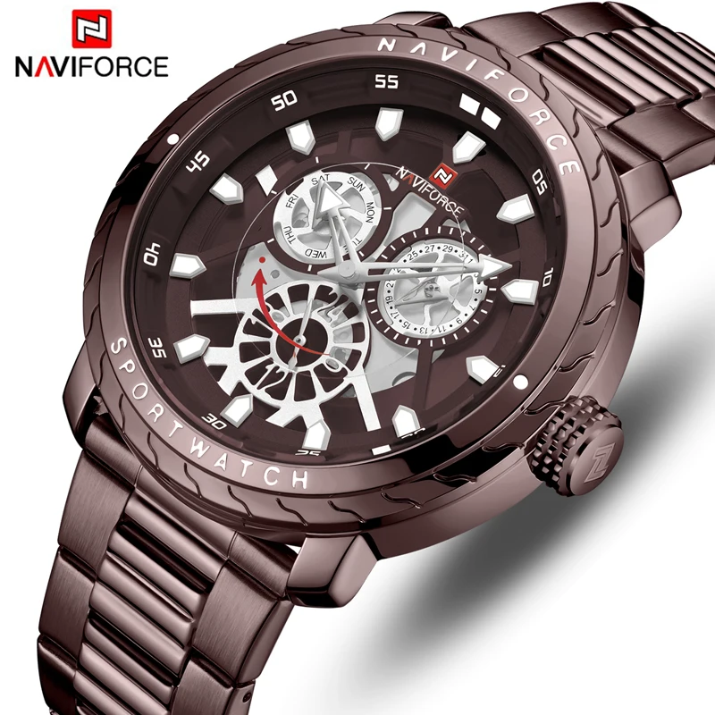 NAVIFORCE мужские часы лучший бренд класса люкс модные кварцевые из нержавеющей
