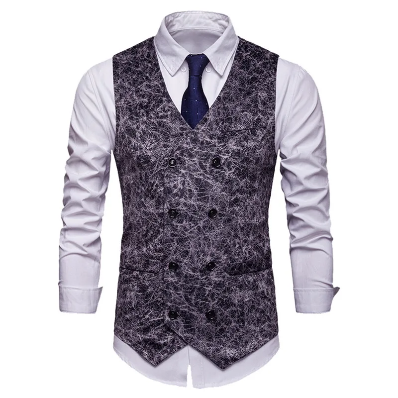 

Laamei Male England Style Casual Vests Mens Formal Blazer Vests Casual Double Breasted Business Suit Vest Gilet Homme Size S-2XL