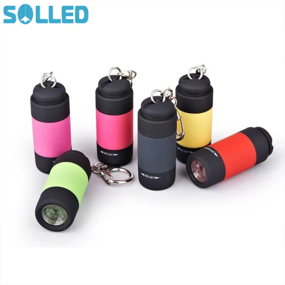 

SOLLED Portable Mini Keychain USB Rechargeable Pocket Torch Flashlight Light Lamp IP67 Waterproof Multicolor Flashlight